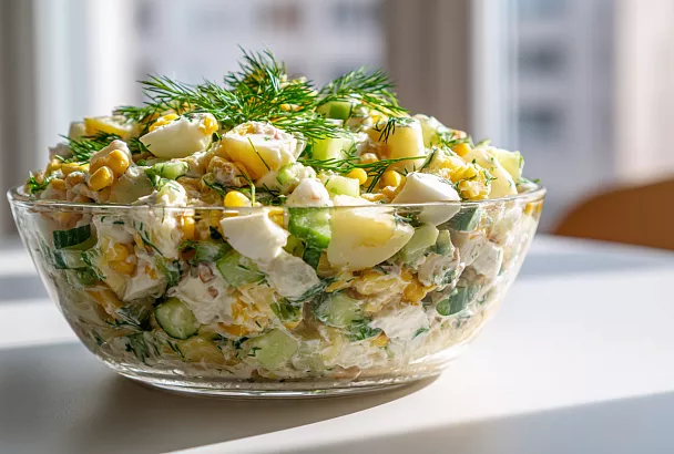 Самый быстрый и бюджетный салат с печенью трески: добавила свежие и солёные огурцы, и на праздничном столе его сметают первым