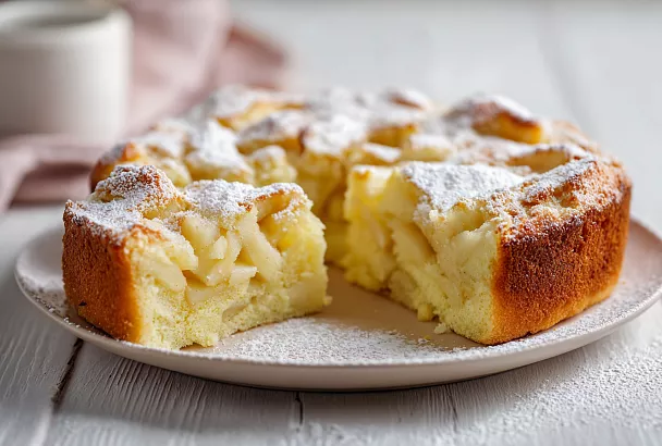 Шарлотка с яблоками на сковороде: нежная, сочная и без духовки