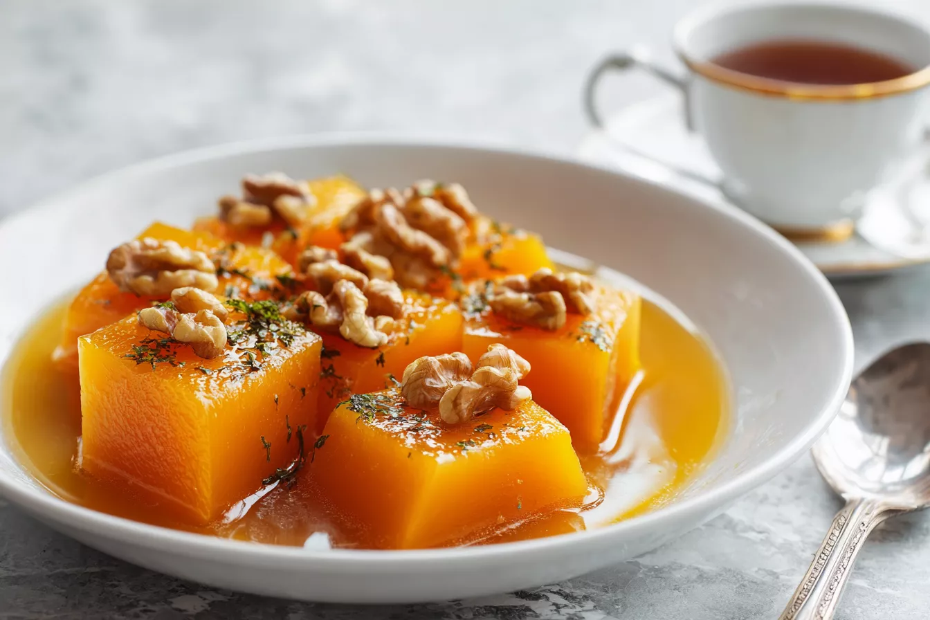 Тыква по-турецки в сиропе: мармеладные кусочки с орехами, как в Стамбуле