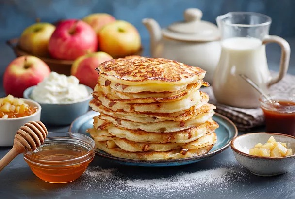 Пышные яблочные оладьи на кефире: простой рецепт для всей семьи