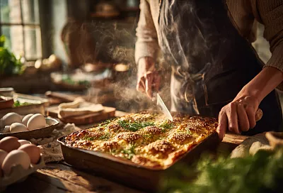 Заливной пирог с рыбной начинкой за 30 минут