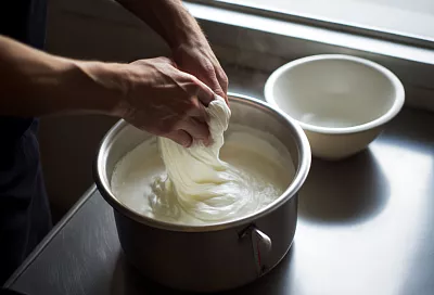 Домашняя моцарелла из молока и уксуса