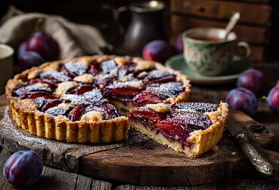 Нежный тарт со сливами на рассыпчатом тесте – тает во рту и готовится за час