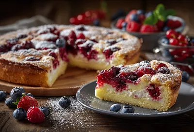 Пирог "Фурор" с ягодами и творогом : просто, вкусно и без лишних хлопот