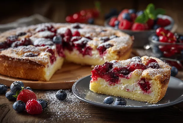 Пирог "Фурор" с ягодами и творогом : просто, вкусно и без лишних хлопот