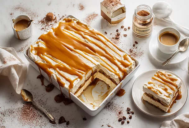 Тирамису «Миллионер» – домашние савоярди, нежный крем и слой тягучей солёной карамели