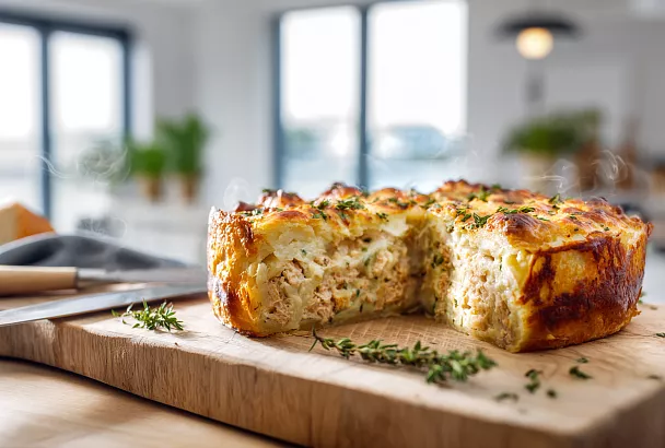 Нежный пирог с рыбными консервами и яйцами: простой и вкусный за 40 минут