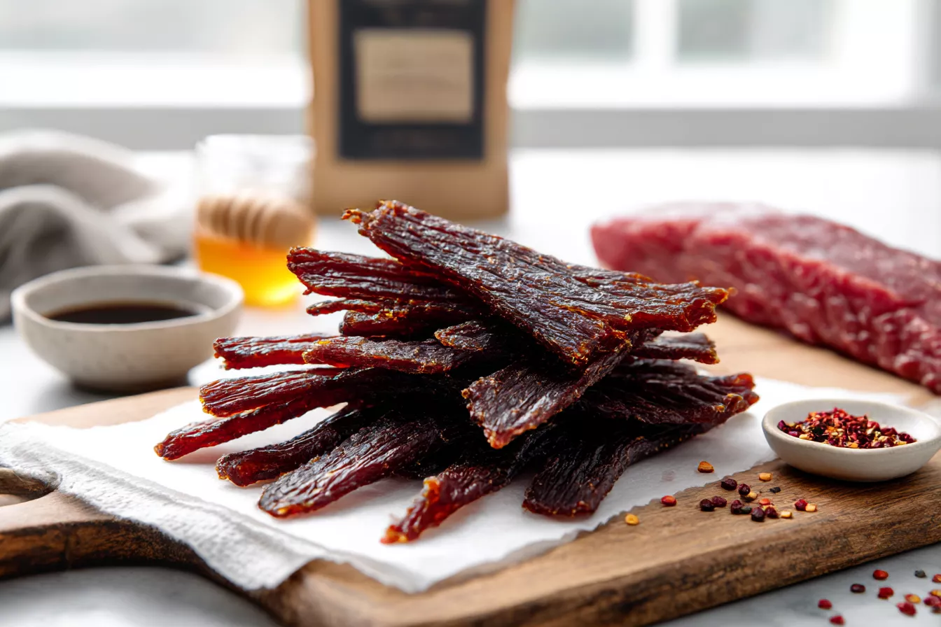 Нарезаю свиную вырезку, мариную в терияки и сушу в духовке — вяленое мясо выходит лучше магазинного!