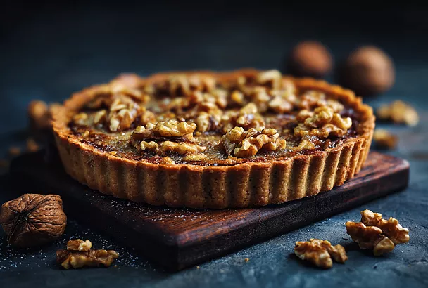 Осенний ореховый тарт с мёдом и ликёром: всего 5 ингредиентов