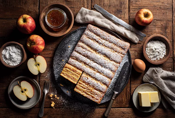 Яблочный торт-пирог, который тает во рту: замесил и забыл про магазинную выпечку