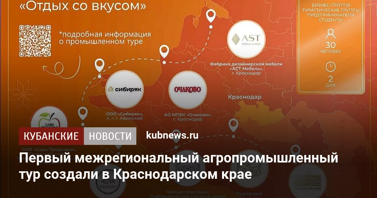 Первый межрегиональный агропромышленный тур создали в Краснодарском крае