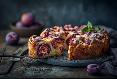 Сливовый пирог на кефире: самый простой рецепт