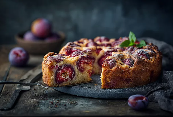 Сливовый пирог на кефире: самый простой рецепт