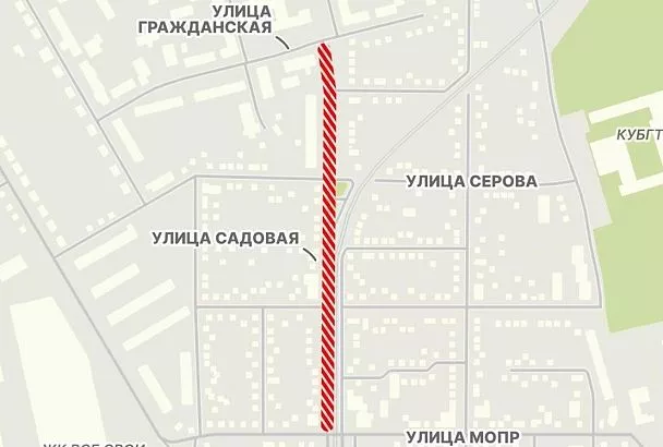Движение транспорта ограничат на участке улицы Садовой в Краснодаре до конца недели