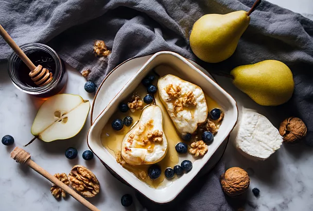 Запекаю груши два раза, кладу камамбер и джем — и получается праздничный десерт без теста!