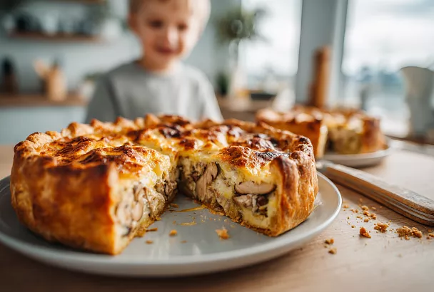 Заливной пирог с курицей и грибами: сочный ужин без лишних хлопот