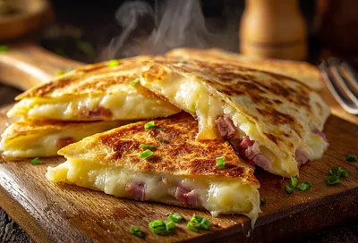 Кесадилья с картошкой и ветчиной – простая еда, которая спасает ужин за 15 минут