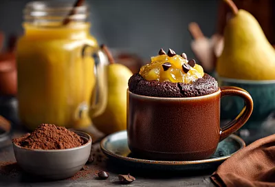 Шоколадный брауни из груши в микроволновке за 3 минуты