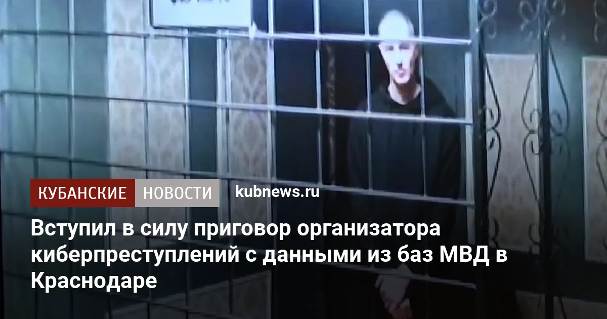 Вступил в силу приговор организатора киберпреступлений с данными из баз МВД в Краснодаре