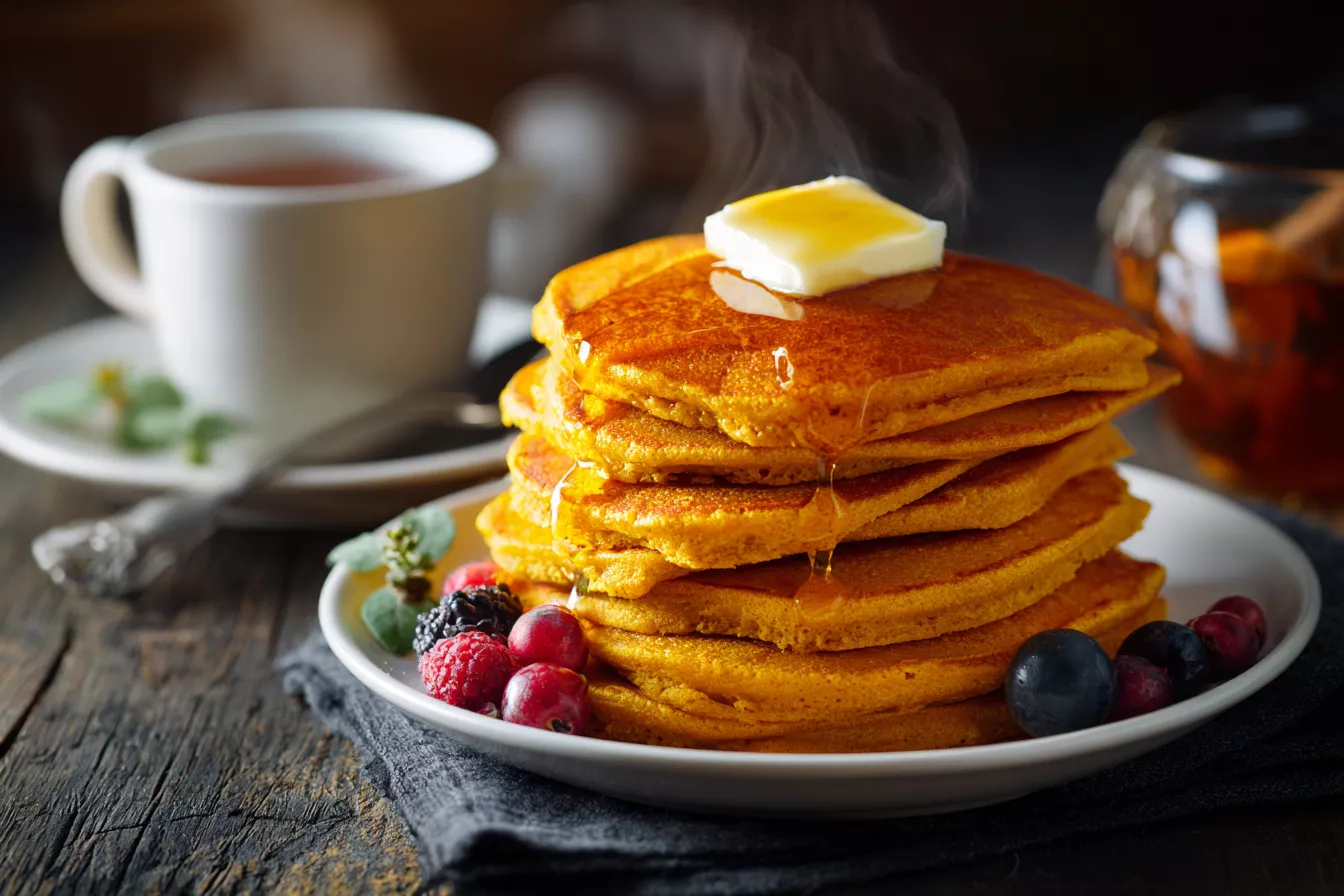 Тыквенные панкейки – яркие, влажные и невероятно вкусные, готовятся на сухой сковороде