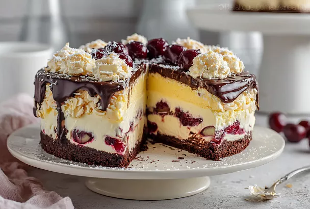 Польский торт Пани Валевская — нежный шоколадный десерт с вишней и меренгой: идеален к 8 марта