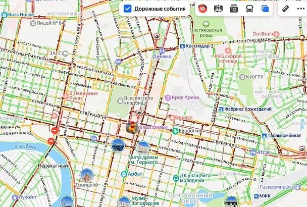 10-балльные пробки образовались на дорогах Краснодара