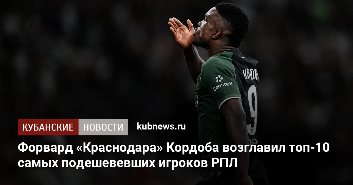 Форвард «Краснодара» Кордоба возглавил топ-10 самых подешевевших игроков РПЛ