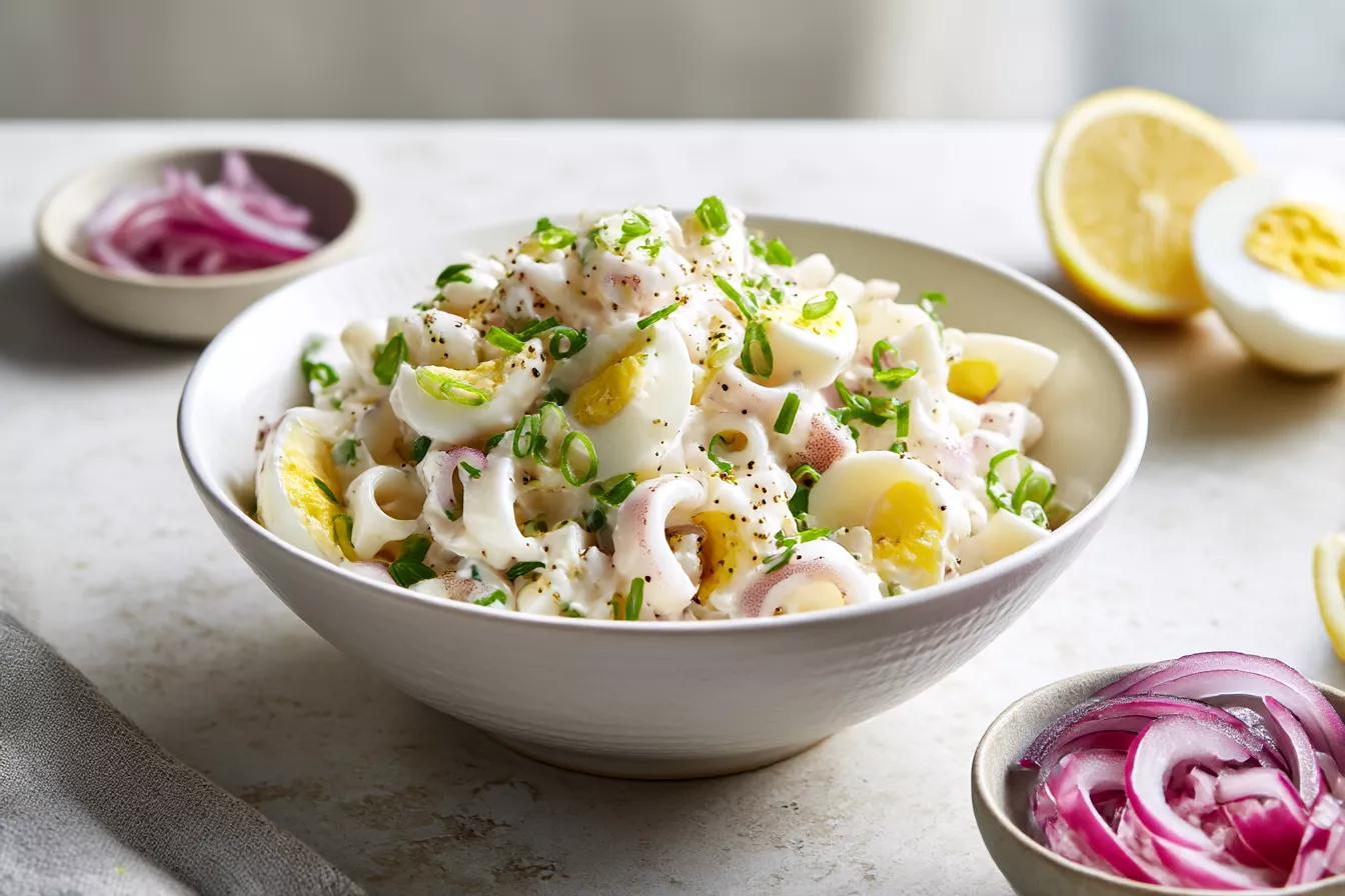 Салат с кальмарами «3 ингредиента»: нежный, хрустящий и без резины