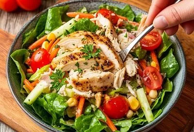 Если устали от традиционного "Оливье", попробуйте этот салат с курицей и грибами