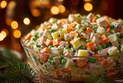 Готовлю самый вкусный оливье на Новый год: рассыпчатый, сочный и без каши