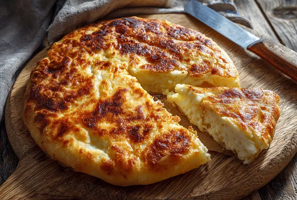 Ленивый хачапури на сковороде: добавила творог в тесто, и начинка получилась нежной с лёгкой кислинкой