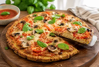 Измельчаю баклажан с куриным филе и запекаю под сыром: лёгкая пицца без обычного теста