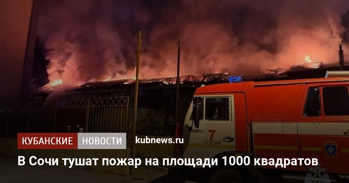 В Сочи тушат пожар на площади 1000 квадратов