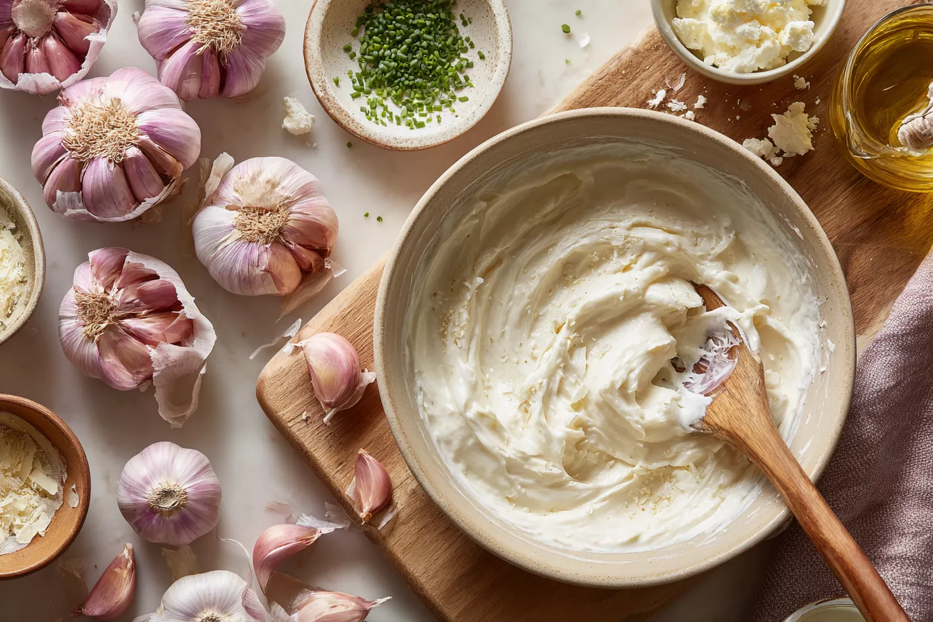 Без майонеза — универсальный чесночный крем-соус: 3–6 бланширований снимают жгучесть, вкус мягкий