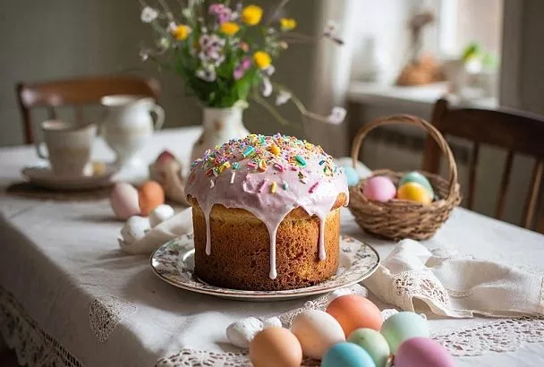 Ленивый кулич - вкуснейшее дрожжевое тесто без замесов.  Перемешала ложкой и в духовку