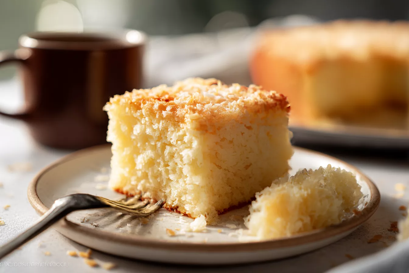 Кокада - популярный бразильский десерт, без муки: нежный, влажный и очень кокосовый торт