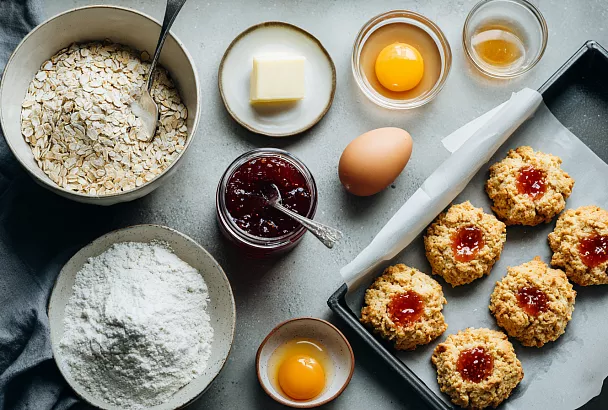 Овсяное печенье с джемом: готово за 12 минут
