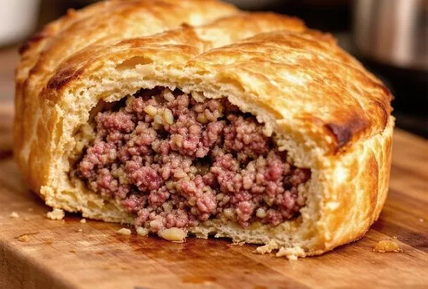 Быстрый мясной пирог из фарша и картошки: понадобится стакан кефира и никаких дрожжей и яиц