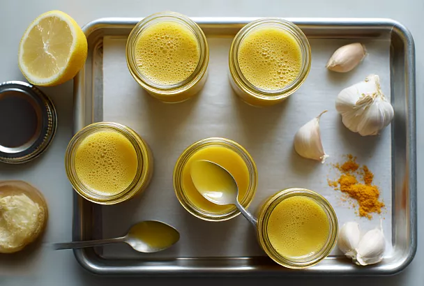 Витаминная смесь из лимона, чеснока, мёда и куркумы