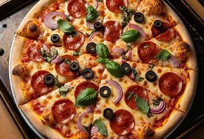 Пицца на жидком тесте, готовлю на завтрак, пока дети чистят зубы. Замешиваю ложкой, даже руки не пачкаю