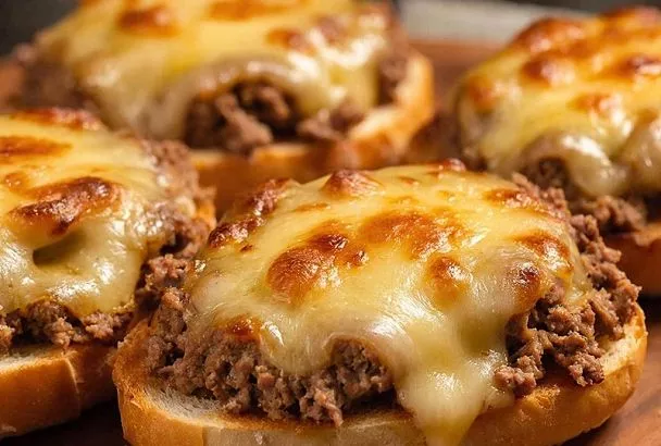 Беру 200 грамм фарша, сковороду и через 30 минут горячие вкусные бутерброды на столе