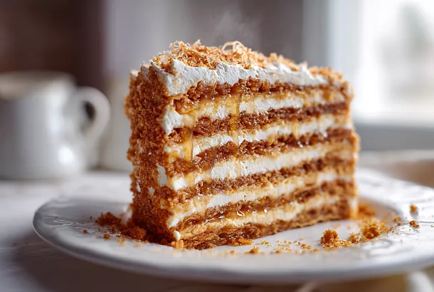 Торт «Рыжик» со сметанным кремом и черносливом: проверенная классика