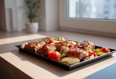 «Ленивые» котлеты из фарша в духовке: запекла вместе с овощами и беконом, и всё пропиталось дымным ароматом