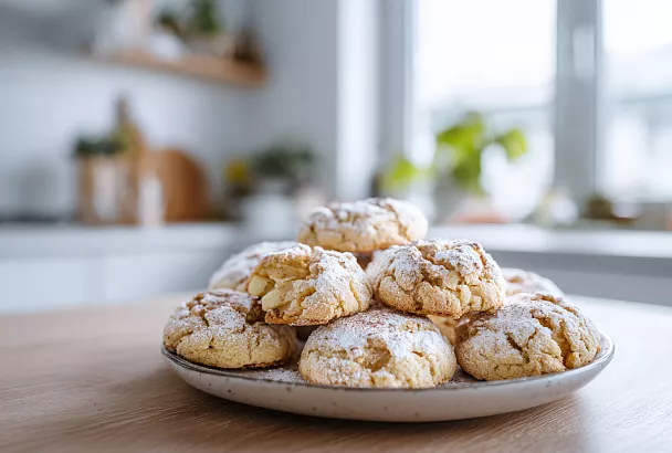 Воздушные яблочные печенья стали ещё нежнее и ароматнее: корица с сахарной пудрой сверху и сочные кусочки яблока внутри 
