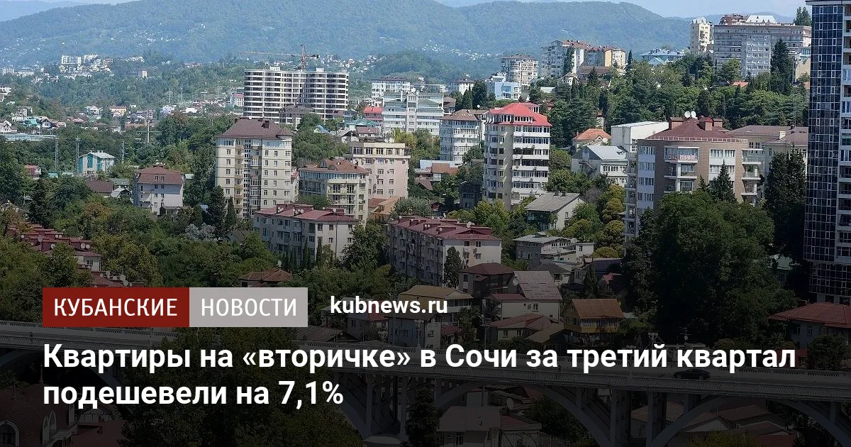 Квартиры на «вторичке» в Сочи за третий квартал подешевели на 7,1%