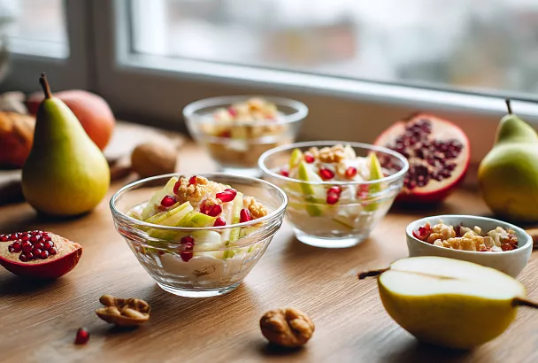 Режу грушу соломкой, добавляю гранат — и на столе салат, который исчезает первым!