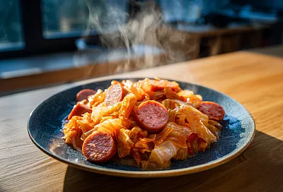 Тушёная капуста с сосисками: быстро, сытно и по-домашнему уютно