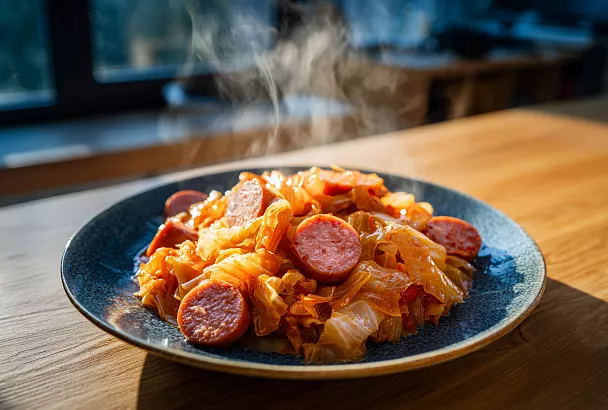 Тушёная капуста с сосисками: быстро, сытно и по-домашнему уютно