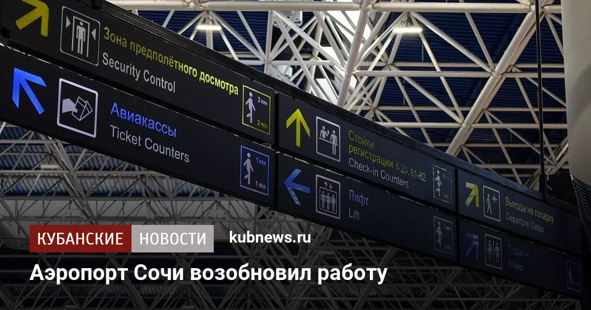 Аэропорт Сочи возобновил работу