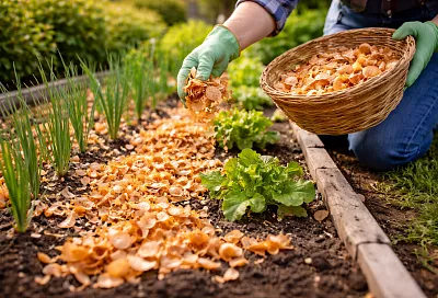Луковая шелуха – капитальный помощник дачников – несу на грядки и горя не знаю с марта